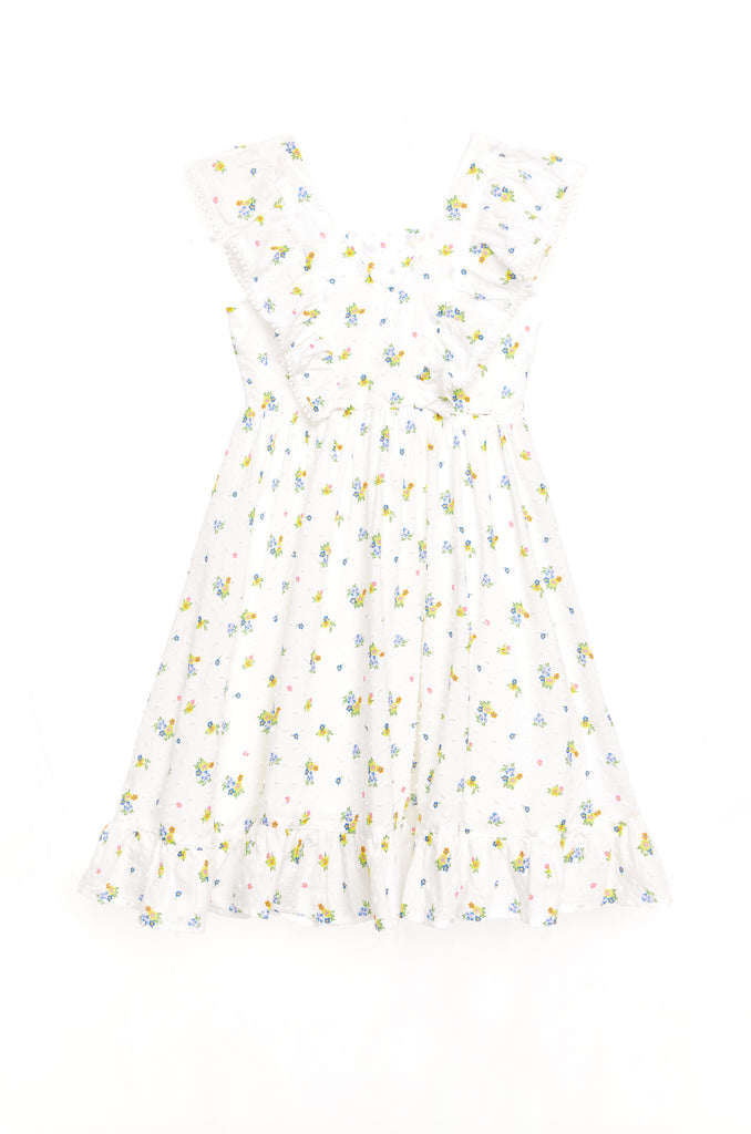 NICOLE MILLER GIRLS SS24 Jacquard Tulle Floral Dress