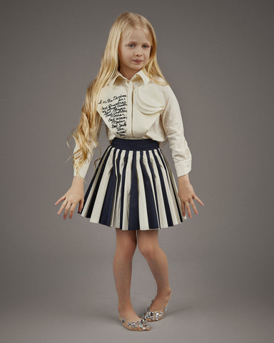 CAROLINE BOSMANS AW22 Padded Textured Wide Mini Skirt in Shiny Grey