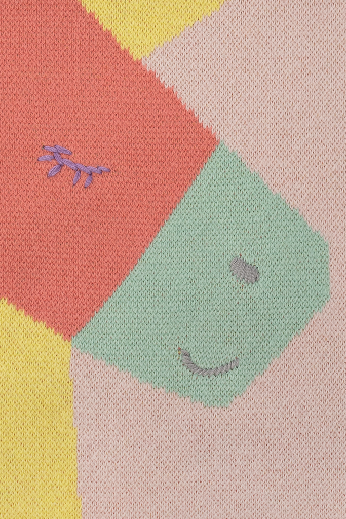 STELLA MCCARTNEY KIDS Pink Knit Scarf with Unicorn Intrasia and Fringe