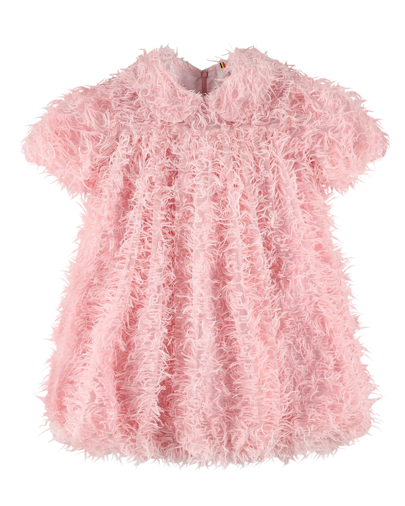 CAROLINE BOSMANS Eyelash Peter Pan Collar Pink Dress