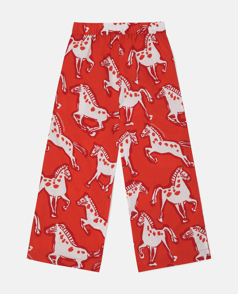 STELLA MCCARTNEY SS26 Horse-Print Popeline Trousers
