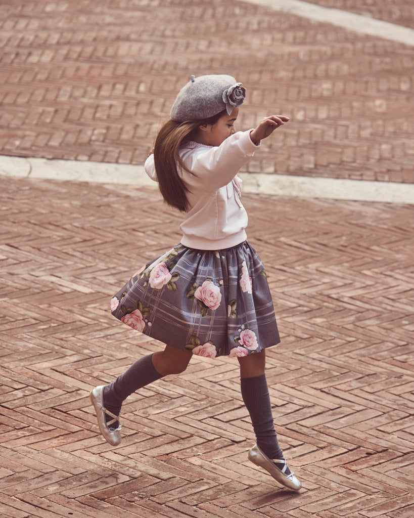 MONNALISA FALL 2026 Check Pink Rose Skirt