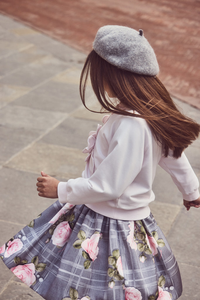 MONNALISA FALL 2026 Check Pink Rose Skirt