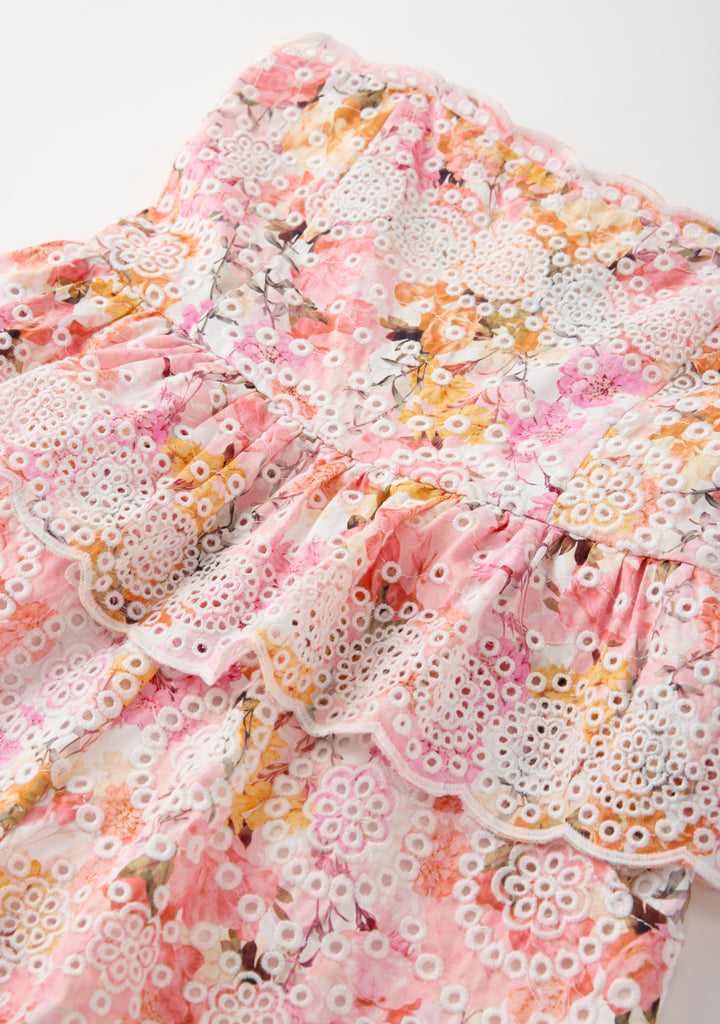 MARLO KIDS Alessia Cotton Embroidered Romper