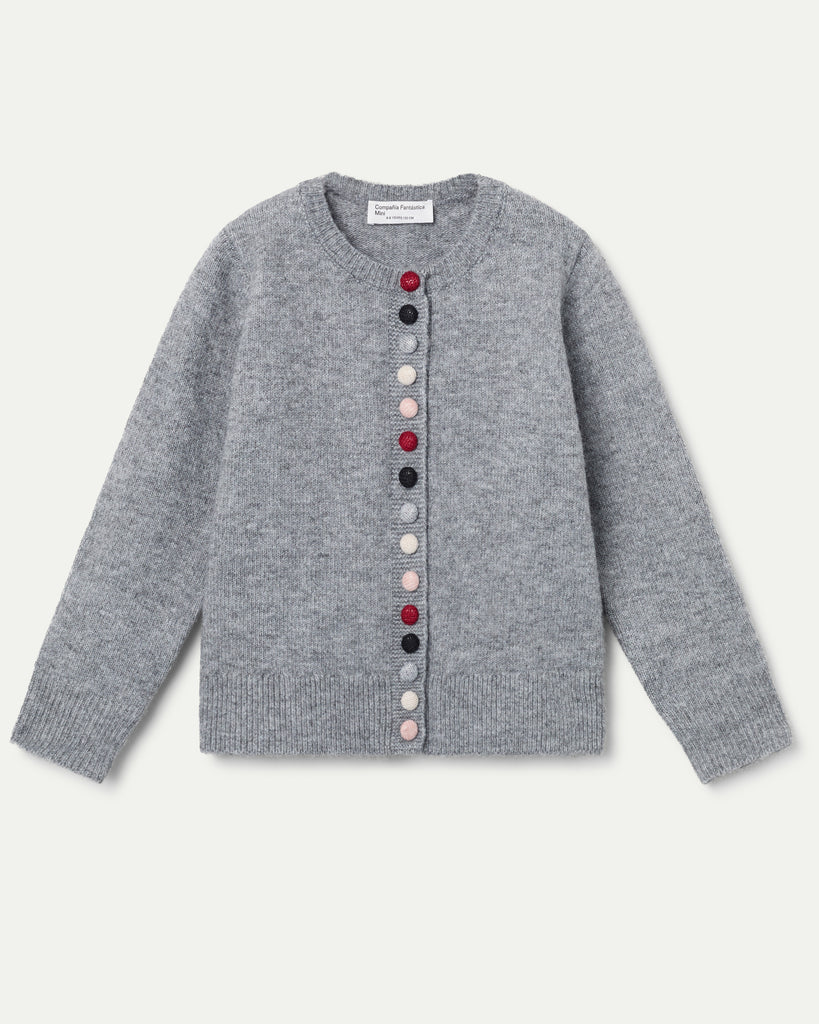 COMPANIA FANTASTICA Grey Multi-Color Button Cardigan Sweater