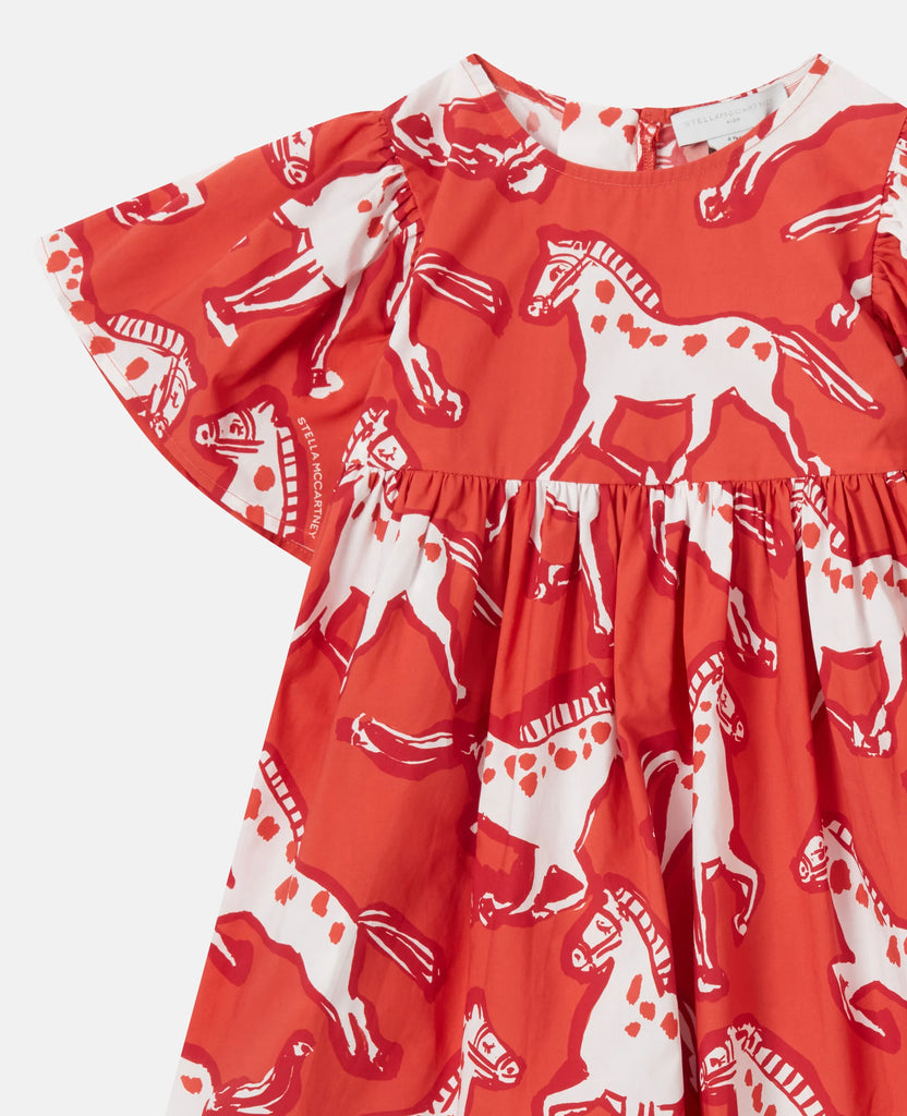 STELLA MCCARTNEY SS26 Horse Print Popeline Dress