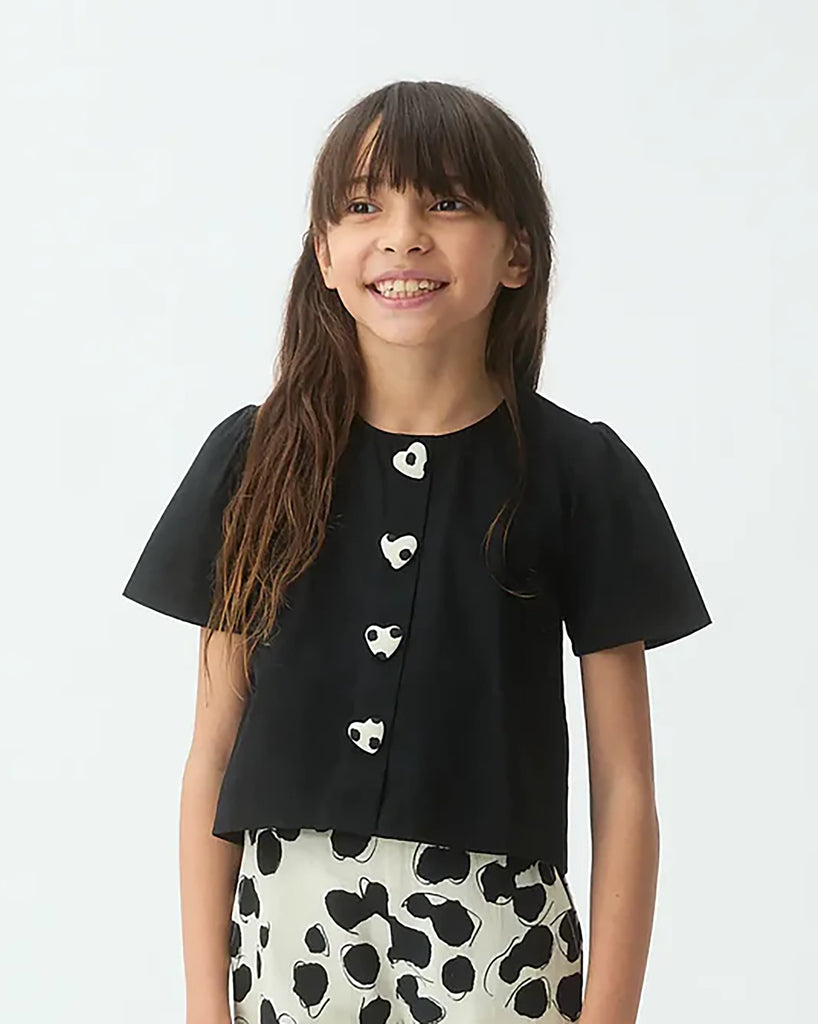 COMPANIA FANTASTICA SS26 Short Sleeved Top with Heart Buttons