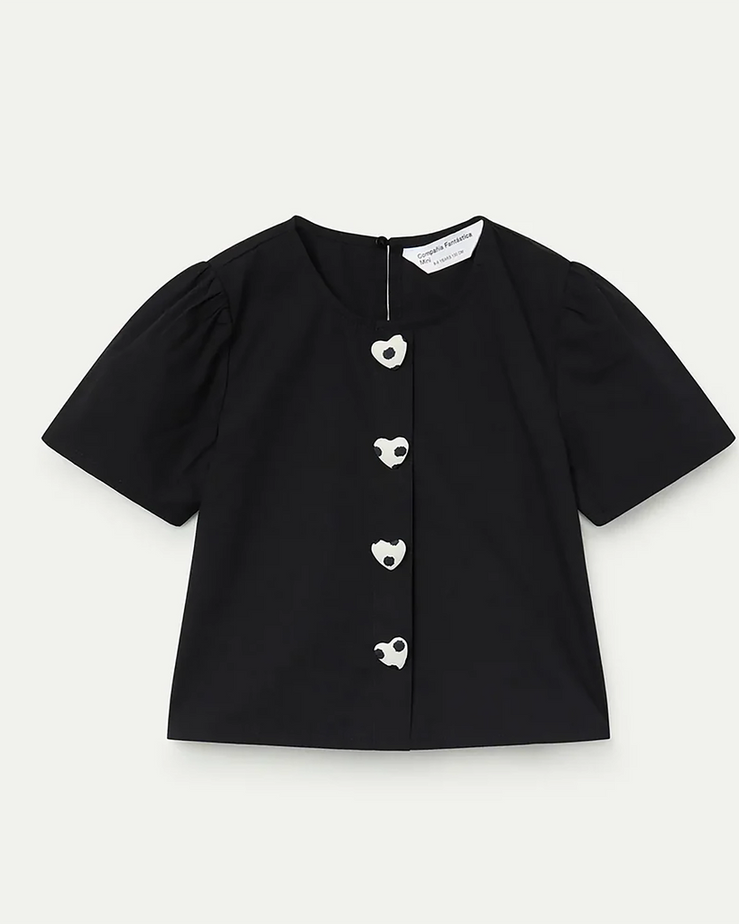 COMPANIA FANTASTICA SS26 Short Sleeved Top with Heart Buttons