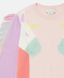 STELLA MCCARTNEY KIDS Girl Sweater with Double Unicorn Intrasia and Fringes