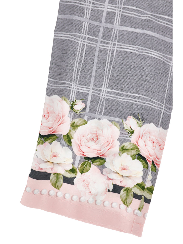 MONNALISA FALL 2026 Viscose Twill Pants with Rose Design