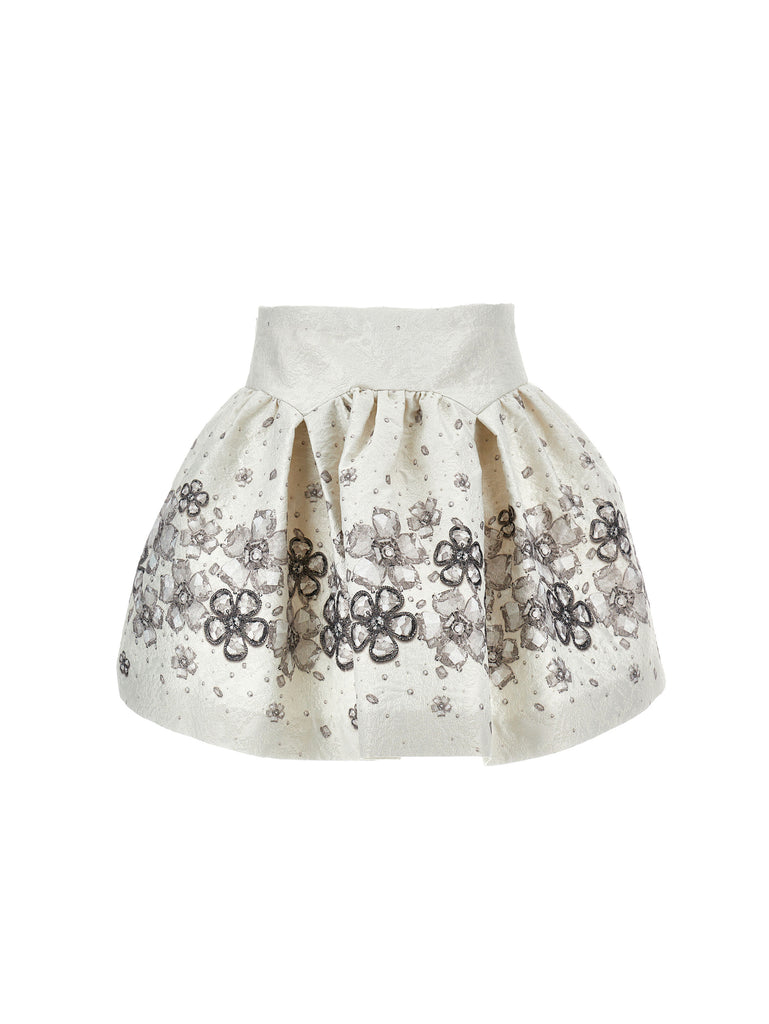MONNALISA FALL 2026 Flower Skirt with Jeweled Frill