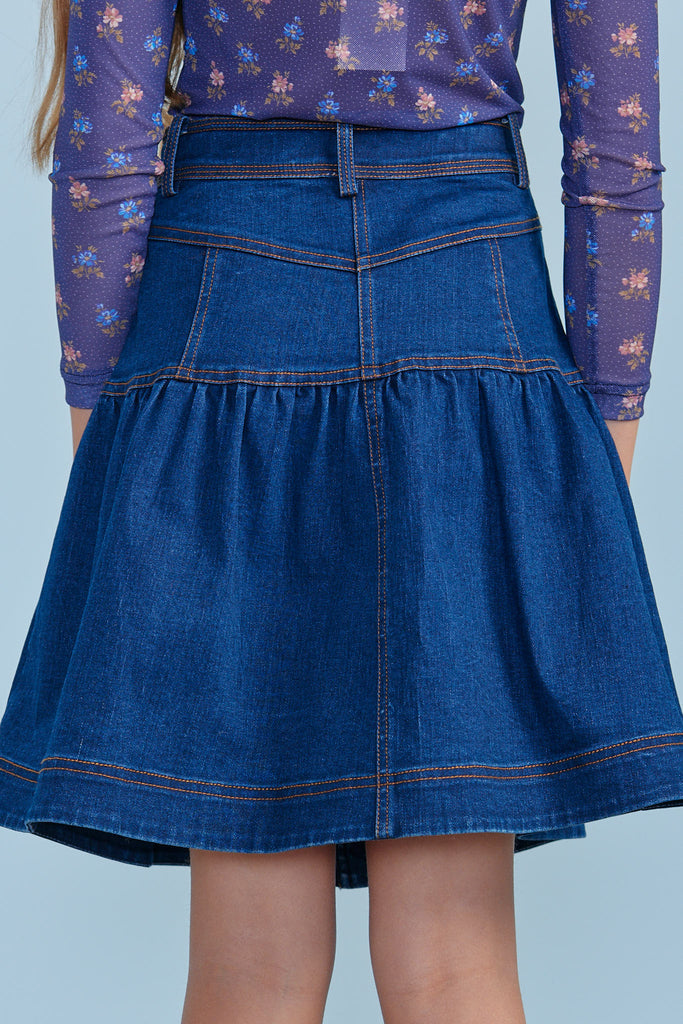 Loft Petite Denim Button Pocket Boot Skirt Luxe Indigo Wash | Hamilton Place