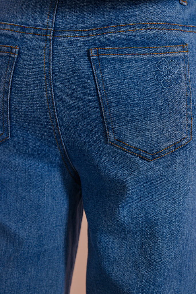 PETITE AMALIE "Petite Pink" Denim Pintuck Wide Leg Jean Pant