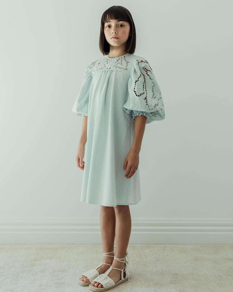 STEPH THE LABEL SS2026 Embroidered Cut Out Chambray Dress