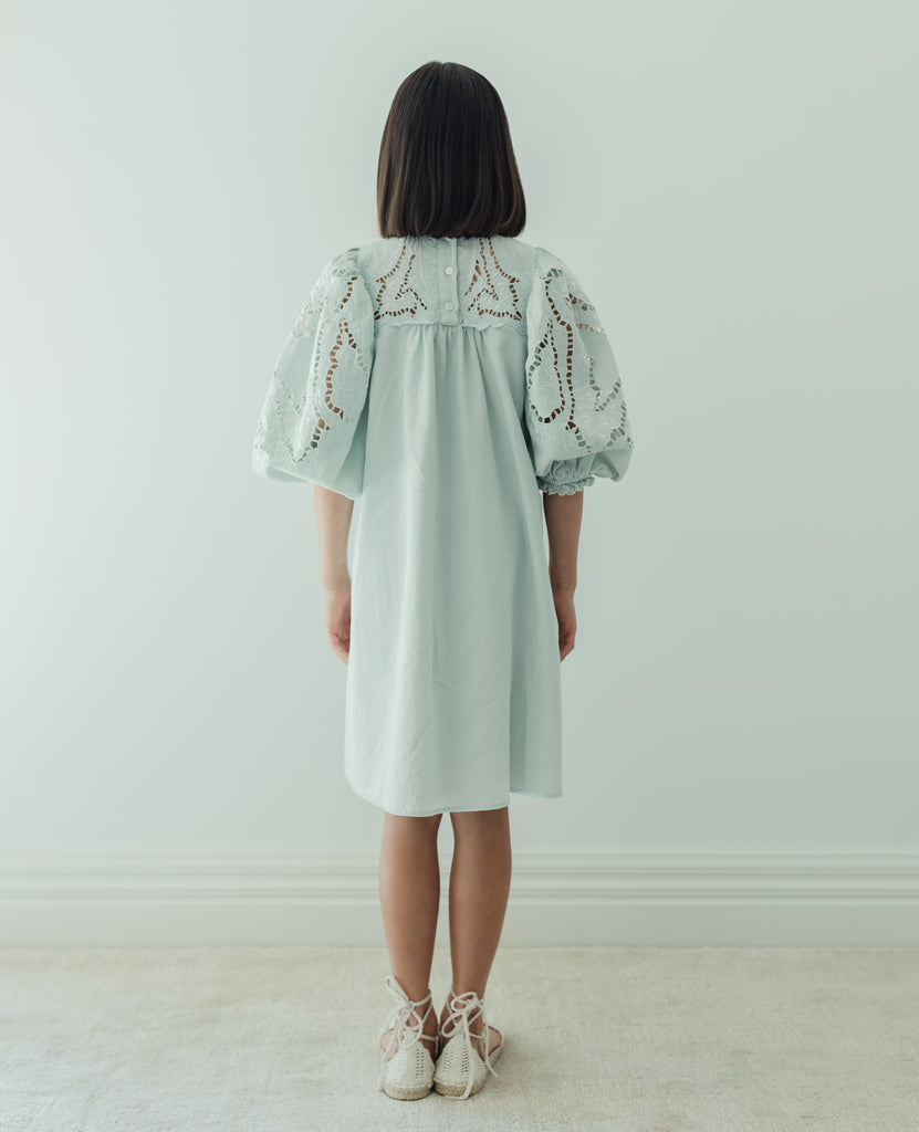 STEPH THE LABEL SS2026 Embroidered Cut Out Chambray Dress