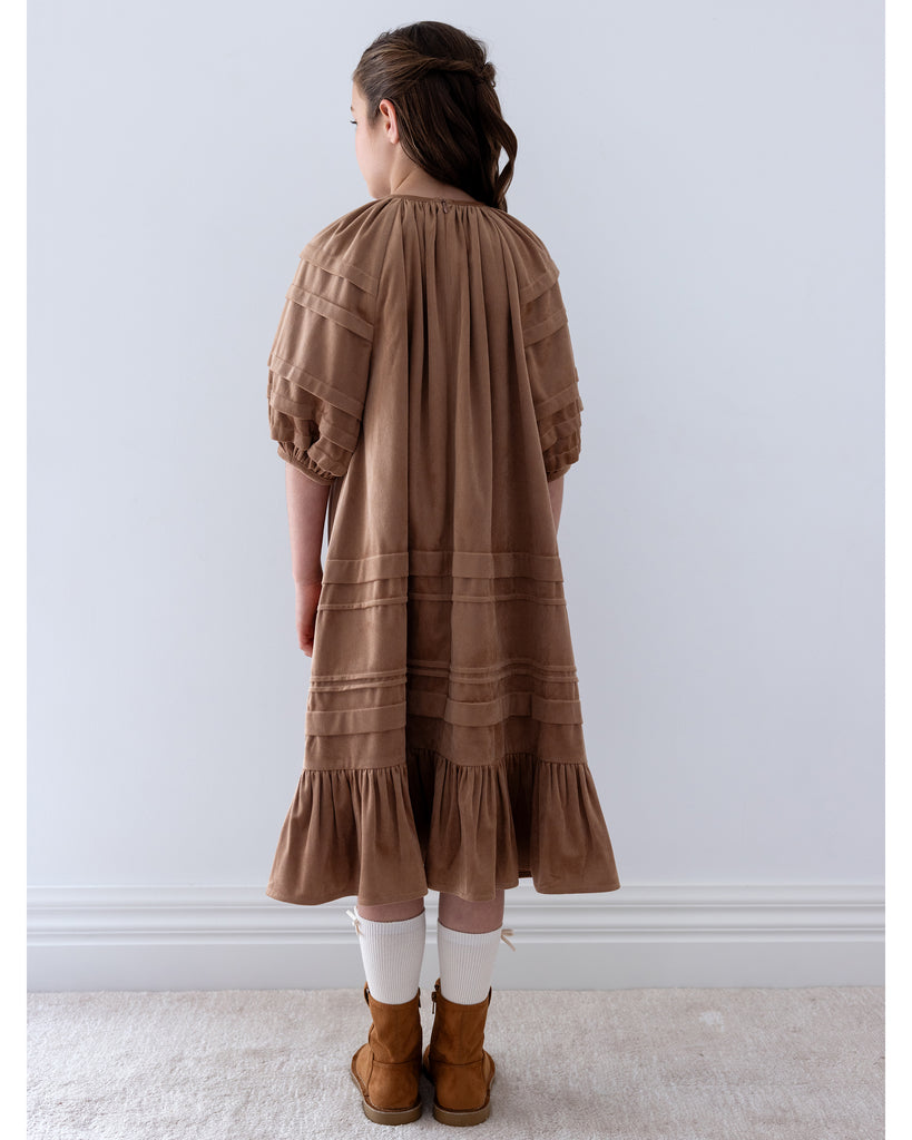 STEPH THE LABEL FALL 2026 Caramel Cord Pleat Dress