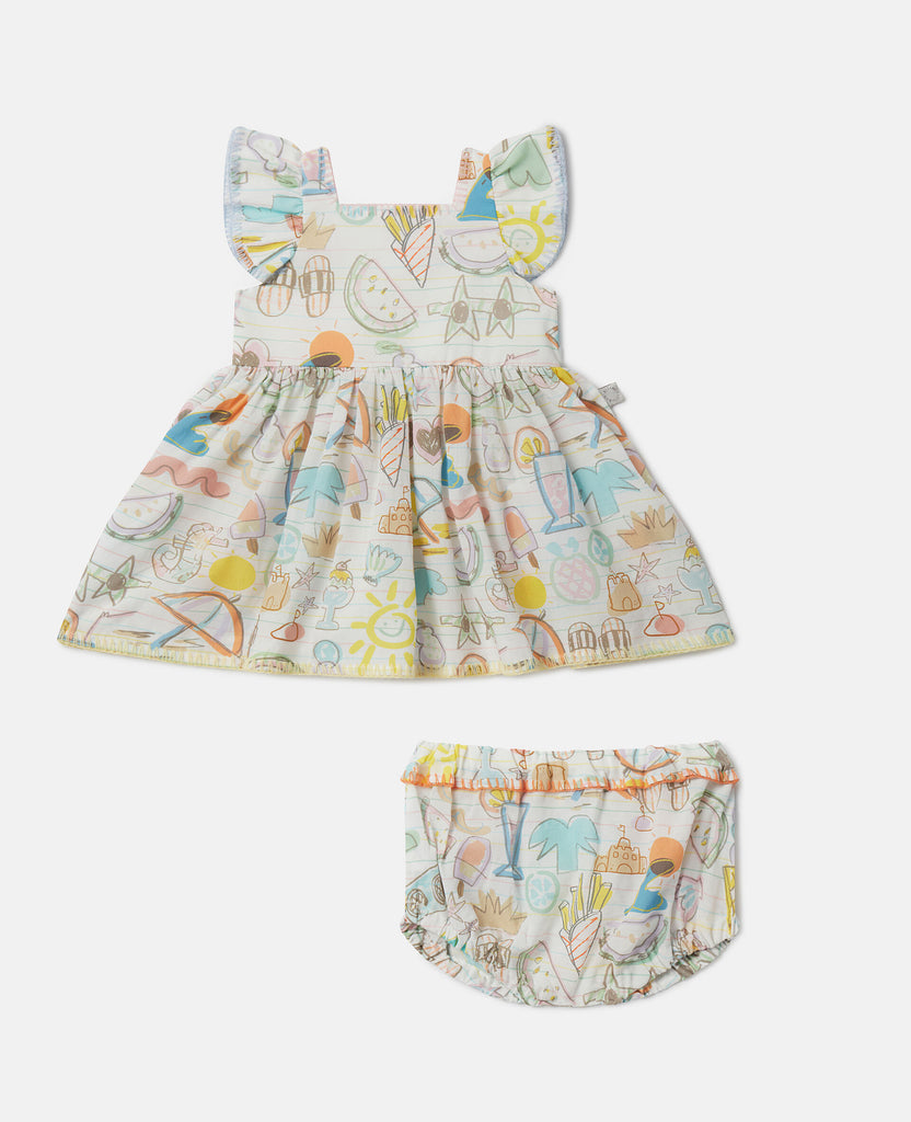 STELLA MCCARTNEY KIDS Baby Summer Doodles Print Dress and Bloomers Set