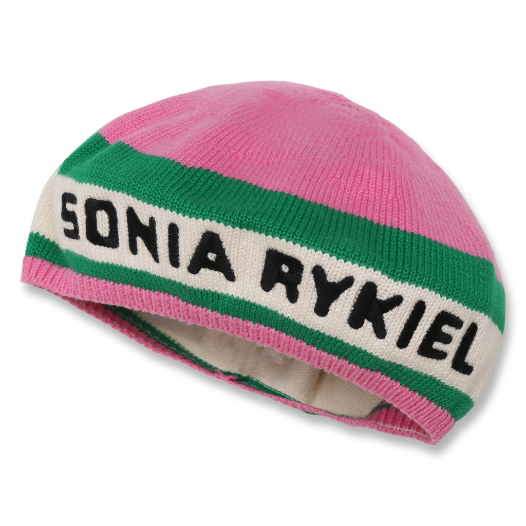 SONIA RYKIEL ENFANT FW23 Pink Logo Beret Hat