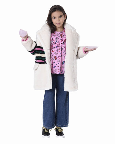 SONIA RYKIEL ENFANT FW23 Paris Pattern Pink Long Sleeve Dress