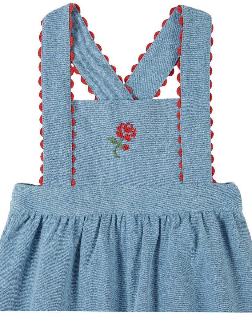 EMILE ET IDA FW26 EMBROIDERED DENIM OVERALLS