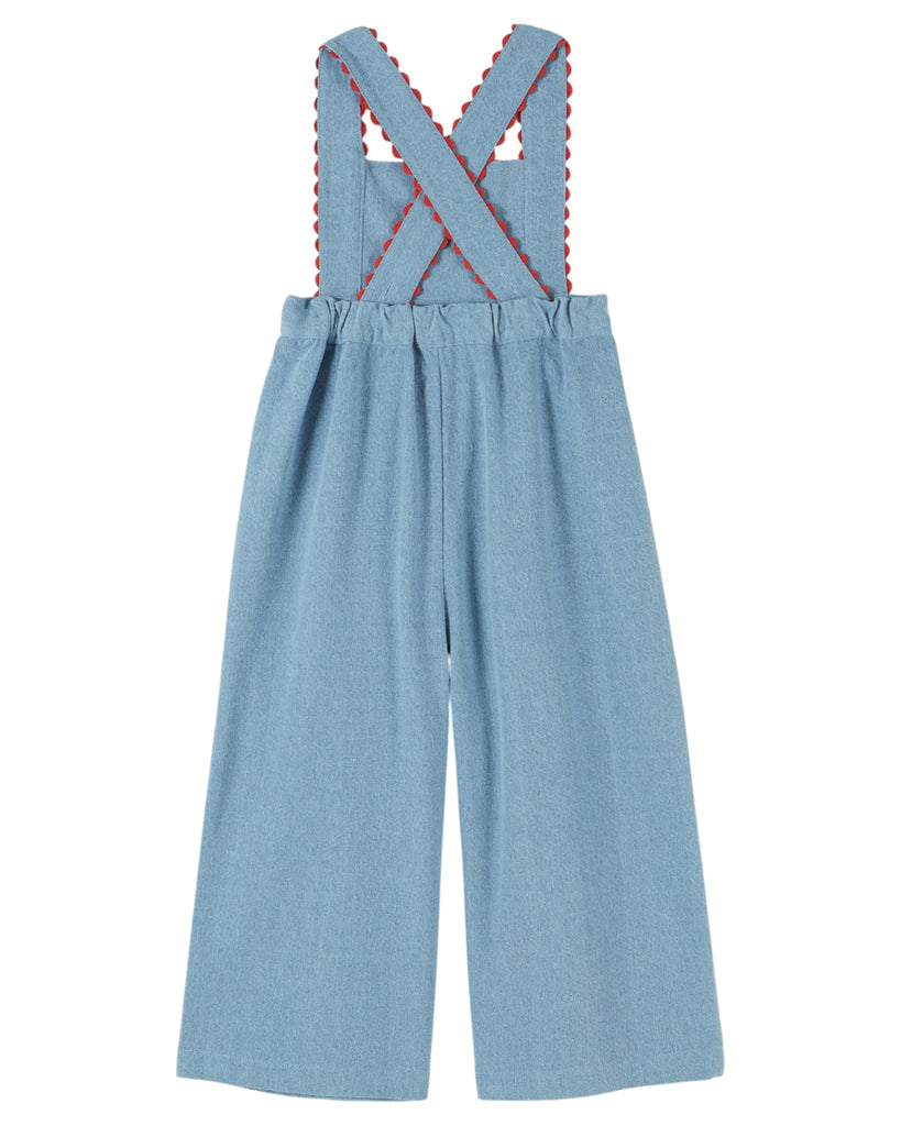 EMILE ET IDA FW26 EMBROIDERED DENIM OVERALLS
