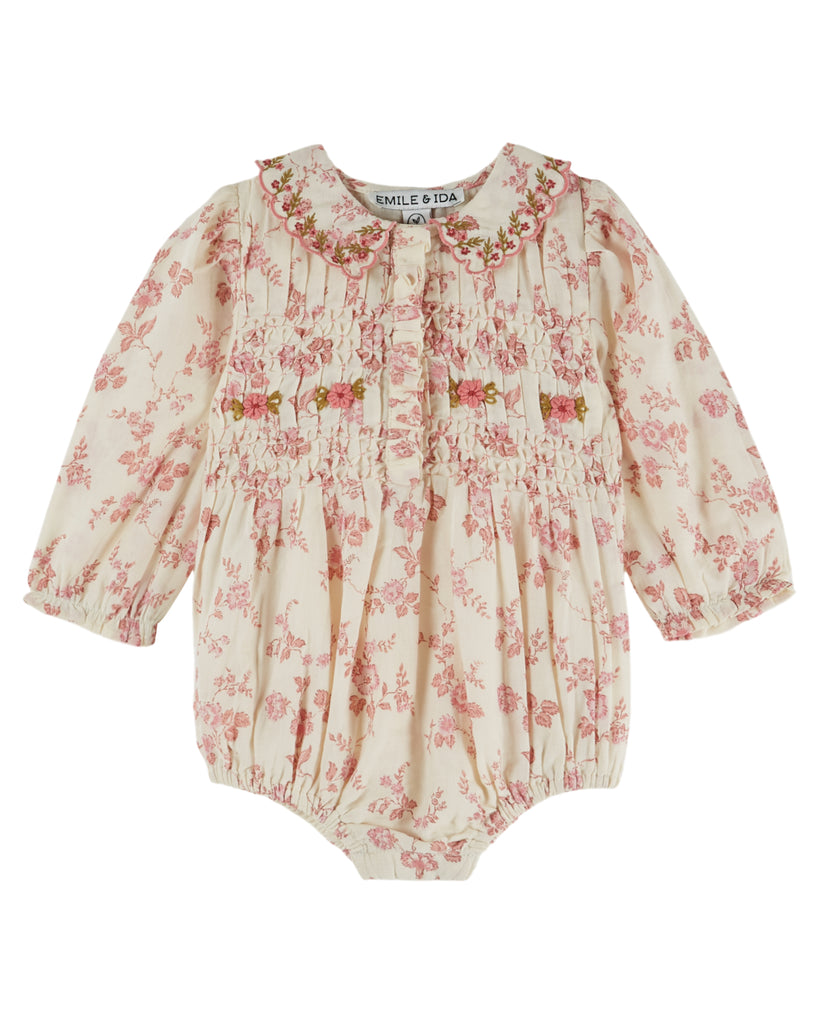 EMILE ET IDA FW26 BEBE FLORAL PUFFEL ROMPER