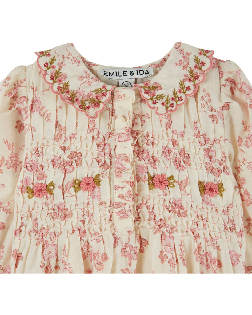EMILE ET IDA FW26 BEBE FLORAL PUFFEL ROMPER