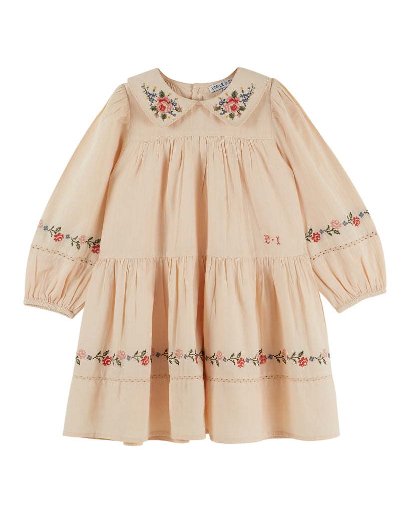 EMILE ET IDA FW26 EMBROIDERED CROSS STITCH DRESS