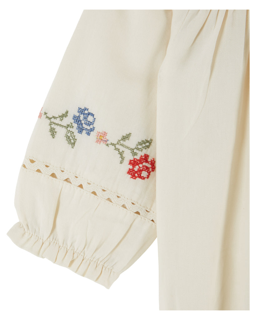EMILE ET IDA FW26 BEBE CROSS-STITCH PUFFEL ROMPER