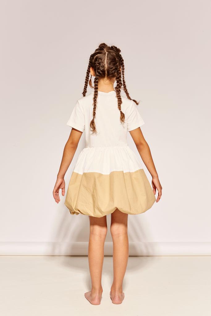 THE MIDDLE DAUGHTER SS26 "AN ENGLISH COMPLEXION" Balls In The Air Dress  in Kefit and Camel