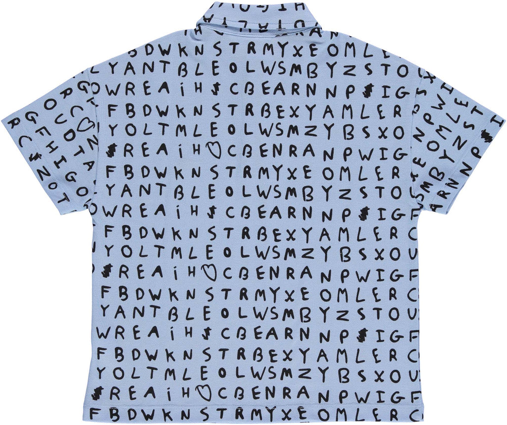 BEAU LOVES  "Open Swimming" Blue Alphabet Loose Fit Shirt