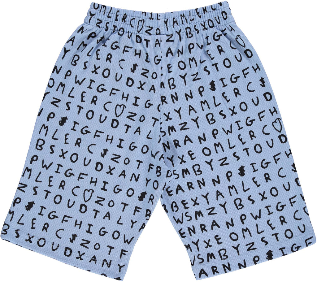 BEAU LOVES  "Open Swimming" Blue Alphabet Shorts