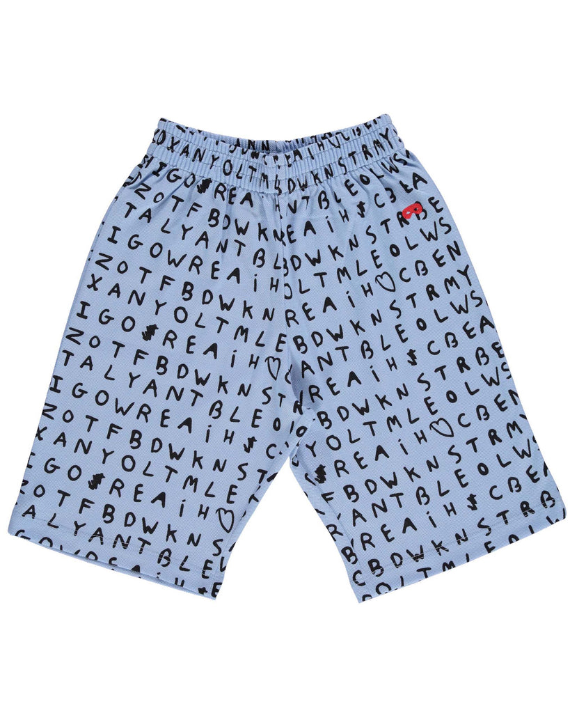 BEAU LOVES  "Open Swimming" Blue Alphabet Shorts