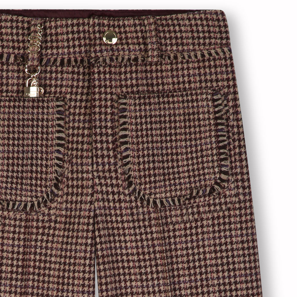 CHLOE FW26 Flared Houndstooth Wool Trousers