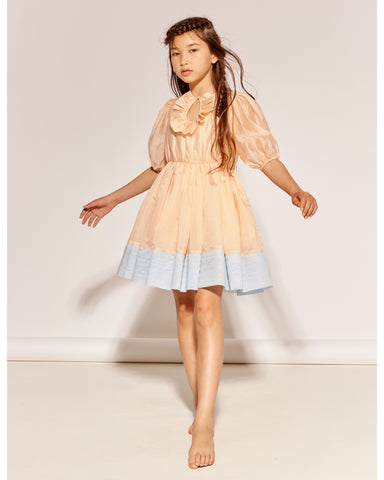 EMILE ET IDA SS26 Collared Short Sleeve Sweater with Spring Intarsia