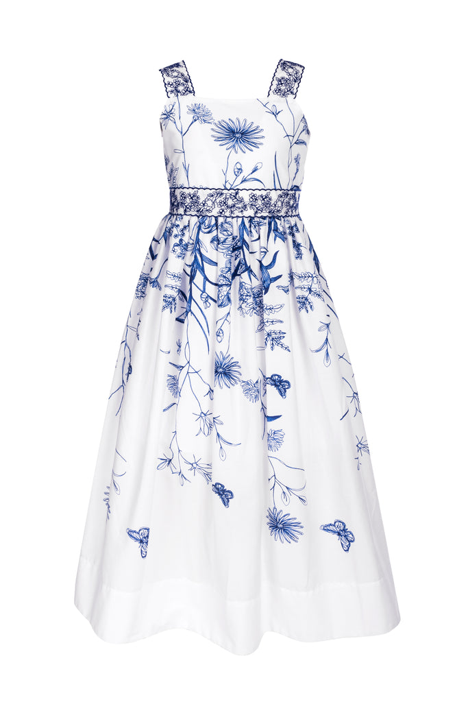ELIE SAAB  White Floral Embroidered Sleeveless Maxi Dress