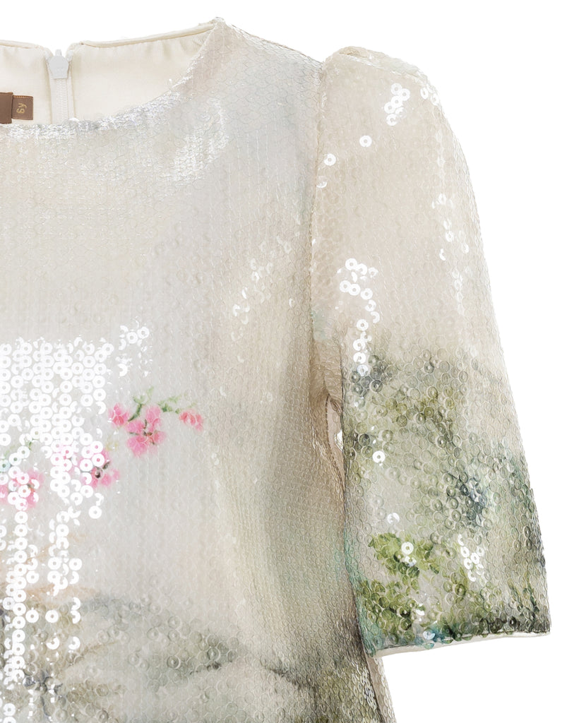 ELIE SAAB Spring Summer 2026  TROPICAL-PRINT SEQUINED DRESS