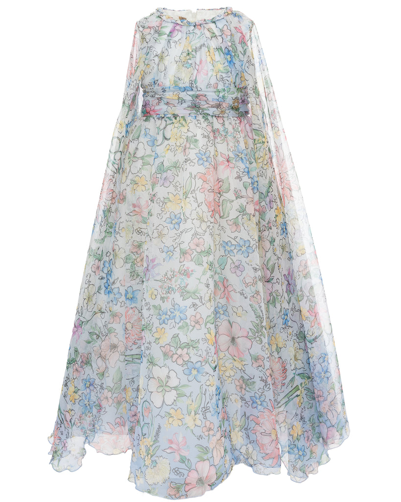 ELIE SAAB FALL 2026 Organza Flower Print Maxi Gown Dress