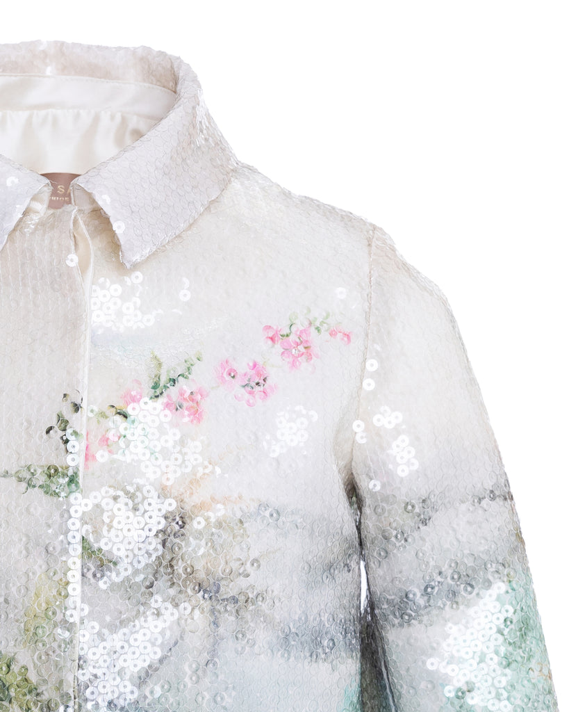 ELIE SAAB Spring Summer 2026  TROPICAL-PRINT SEQUINED SHORT JACKET