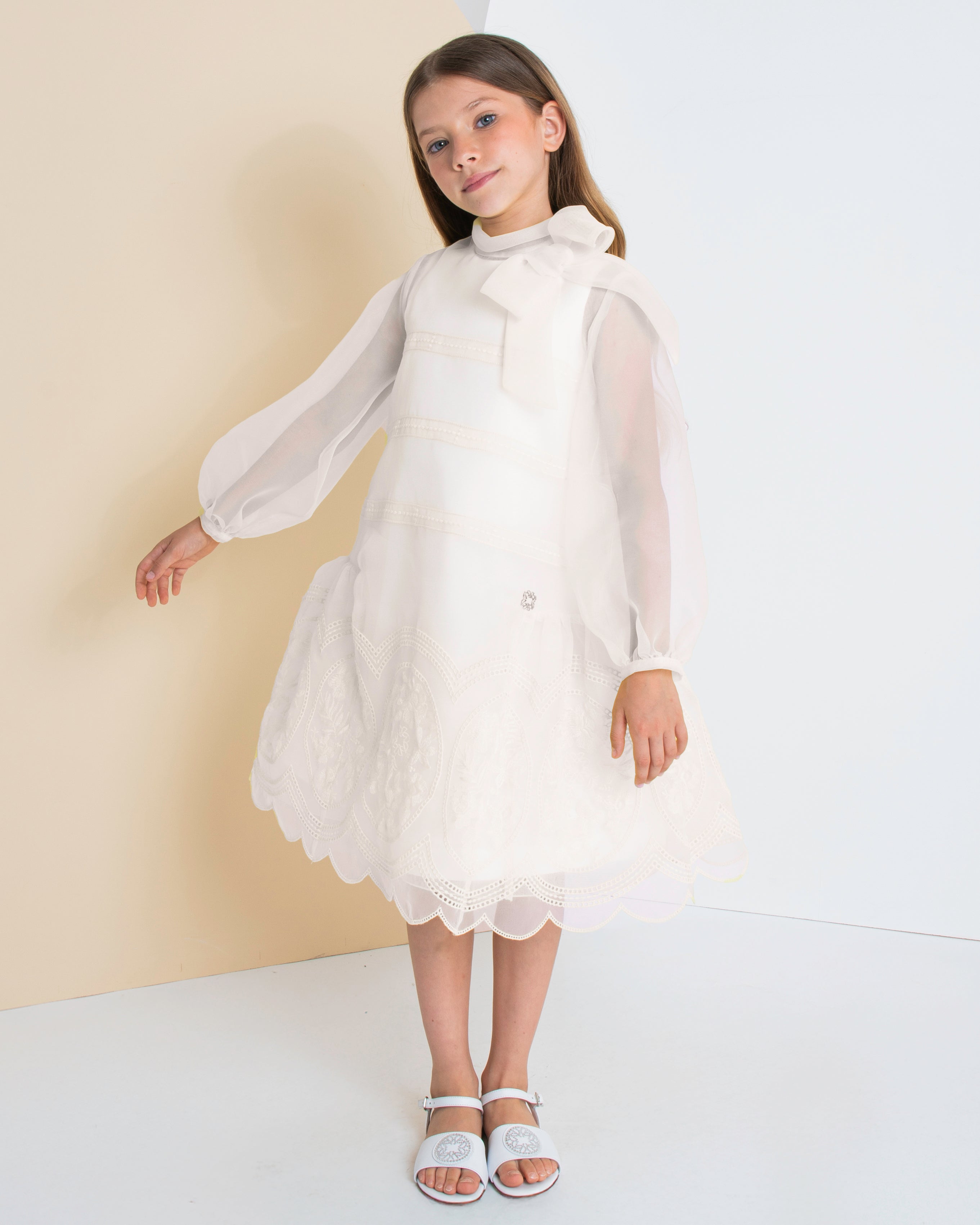 ELIE SAAB Spring Summer 2026 EMBROIDERY ORGANZA DRESS in CREAM 8y / CREAM ELIE SAAB Spring Summer 2026 EMBROIDERY ORGANZA DRESS in CREAM 8y / CREAM