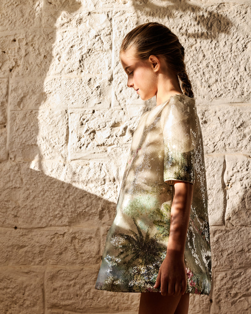 ELIE SAAB Spring Summer 2026  TROPICAL-PRINT SEQUINED DRESS