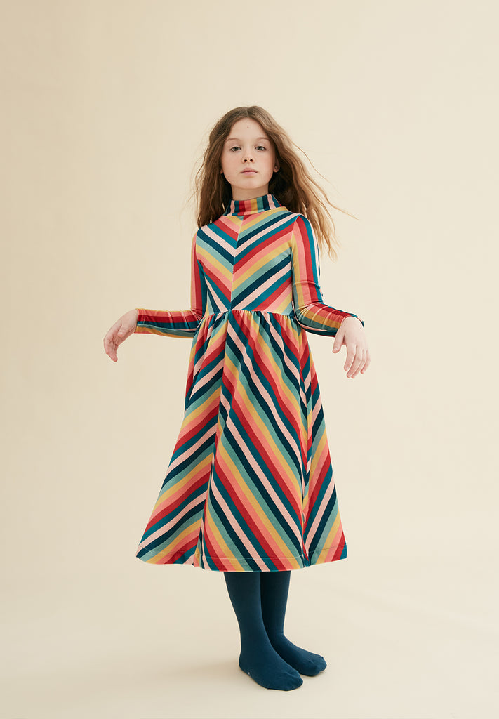 THE MIDDLE DAUGHTER AW23 Everything But The Girl Dress in Velour Multi Stripe