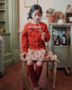 EMILE ET IDA FW26 RED MOHAIR BOW CARDIGAN SWEATER
