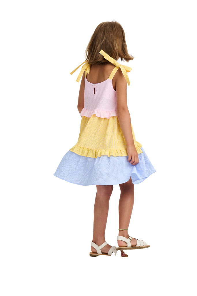 NICOLE MILLER GIRLS SS24 Tri-Color Tiered Dress