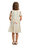 NICOLE MILLER GIRLS SS24 Cold Shoulder Striped Dress
