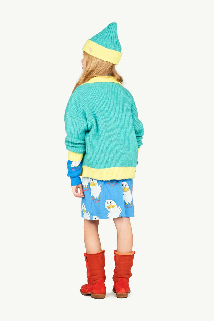 TAO The Animals Observatory FW23 Bicolor Turquoise Toucan Cardigan