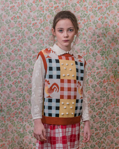 FISH & KIDS AW23 Knit Chicken Intarsia Sweater