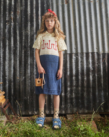 FISH & KIDS SS24 Knit Embroidered Midi Skirt