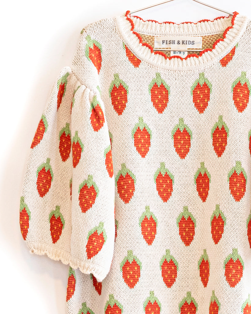 FISH & KIDS SS25 STRAWBERRY KNITTED PULLOVER TOP
