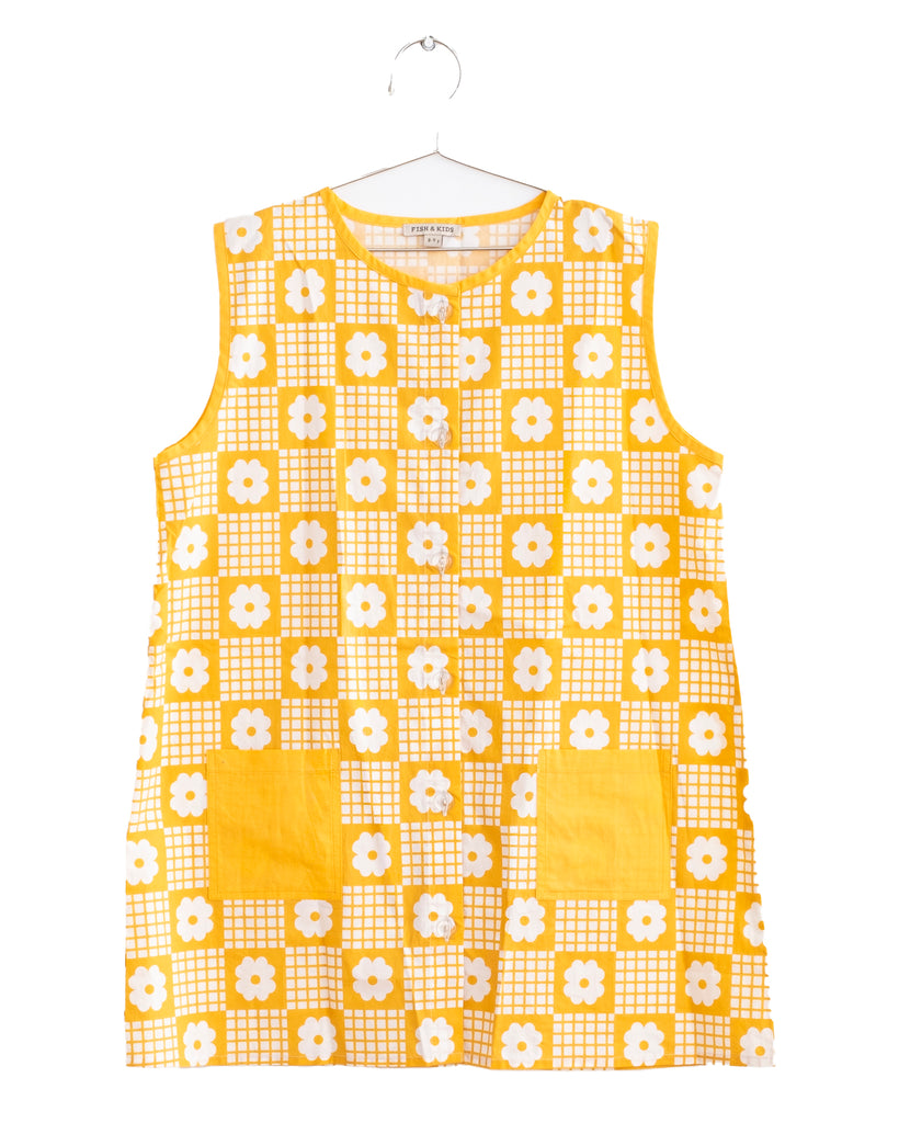 FISH & KIDS FALL 2026 ORANGE FLOWERS PINAFORE RETRO DRESS